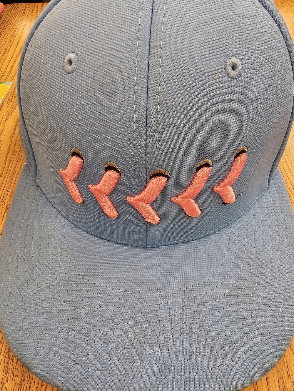 Kids Blue Baseball Cap with Pink Embroidered Design